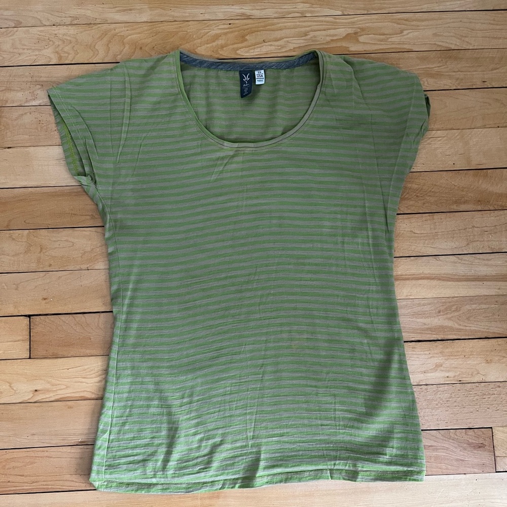 Ibex Women’s XS Striped T-shirt, 100% Merino Wool